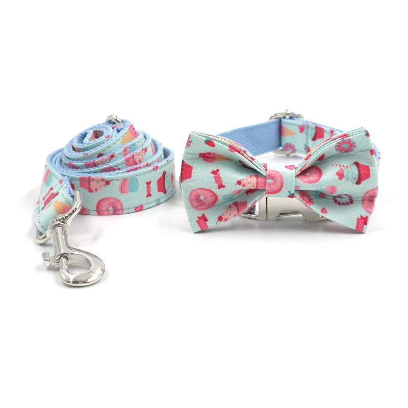 New INS Style Cute Cartoon Dog Outing Collar Leash Bow Suit