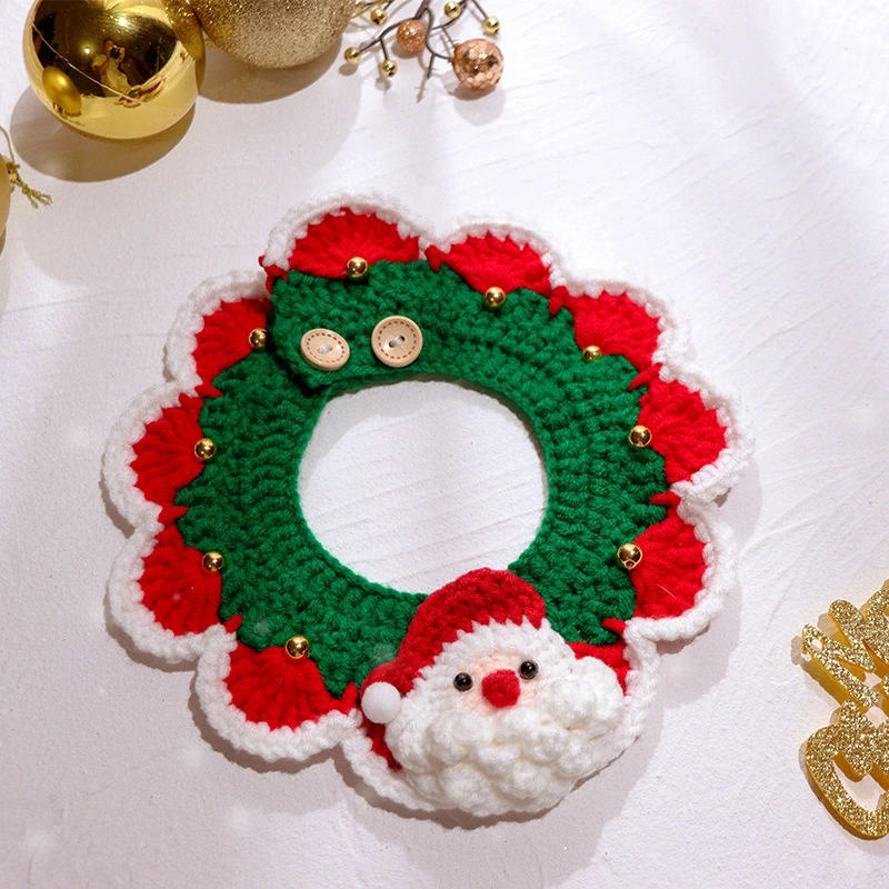 Knitted Wool Saliva Towel Christmas Bib