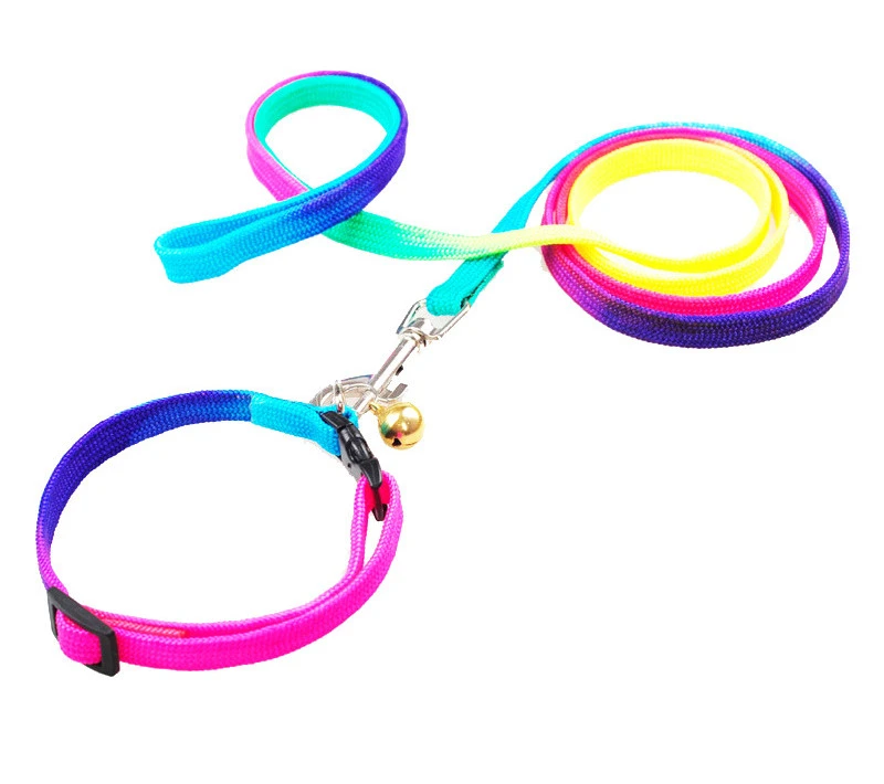 Round rainbow color cat leash dog chain