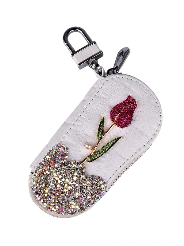 Car Key Case With Diamonds And Roses Cute Female Creative Personality Fashion Car Key Protection Cover