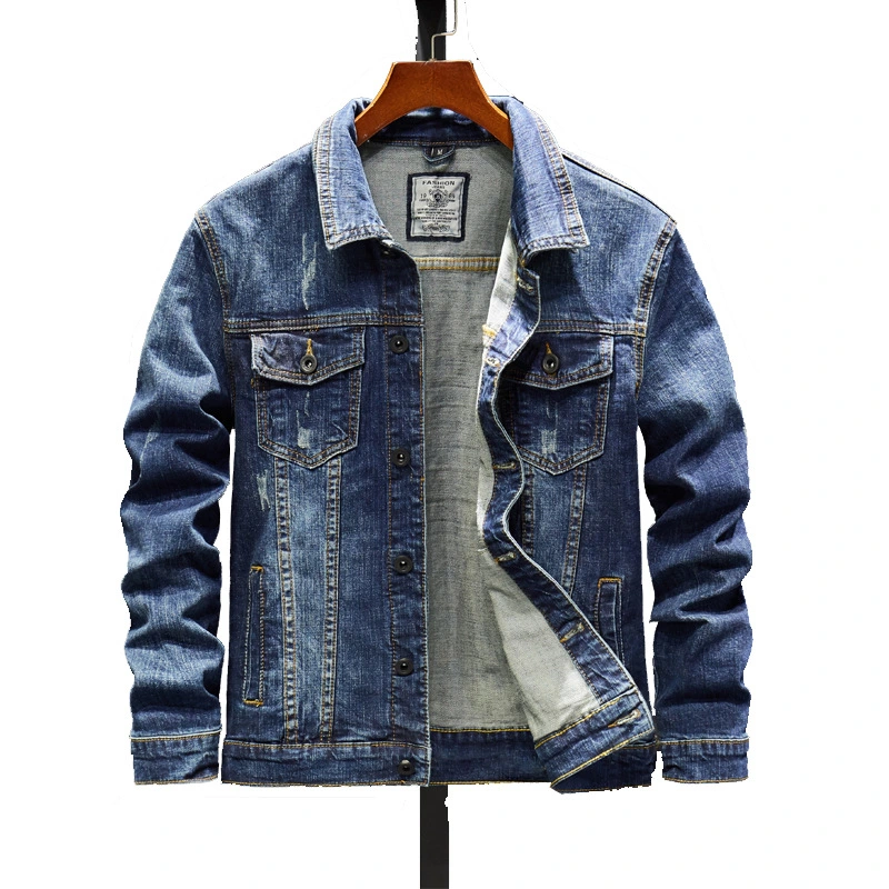 Korea Young Men's Stretch Denim Jacket SlimLong-Sleeved Top