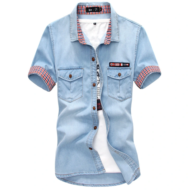 Short sleeve denim shirt