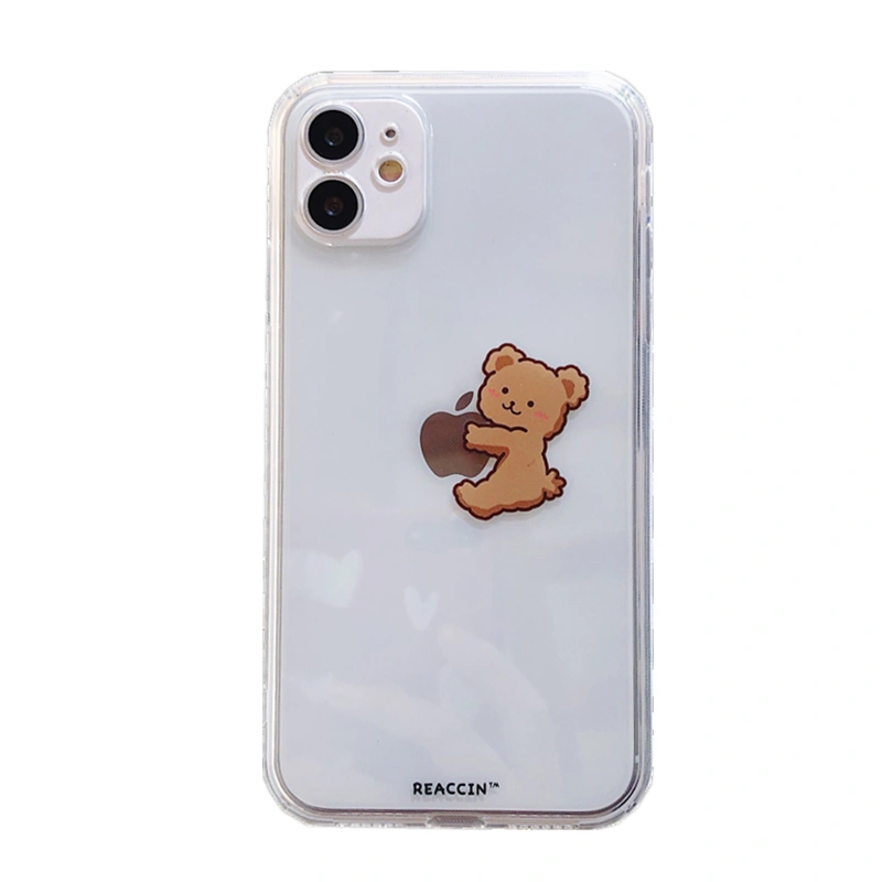 Simple Cartoon Bear Suitable For Mobile Phone Shell Apple 11promax All-Inclusive Camera XSMAX Lovers 7 Transparent Soft 8plus Anti-Fall Protective Cover