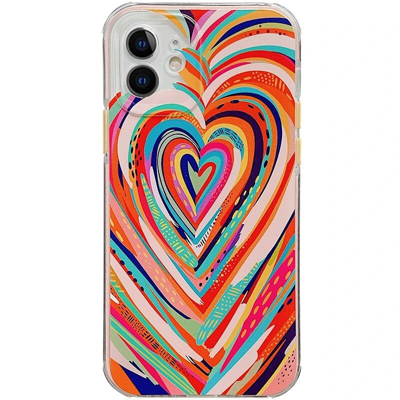 Colorful Heart Couple Phone Case Corner Shockproof Soft Cover Coque