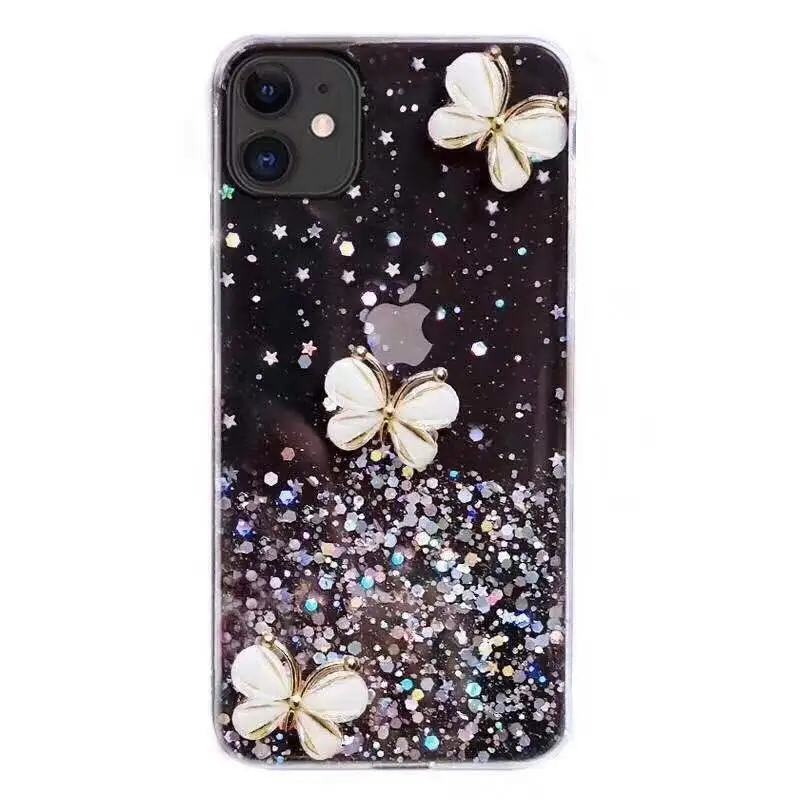 Butterfly Glitter Epoxy Phone Transparent Soft Shell Can Be Customized