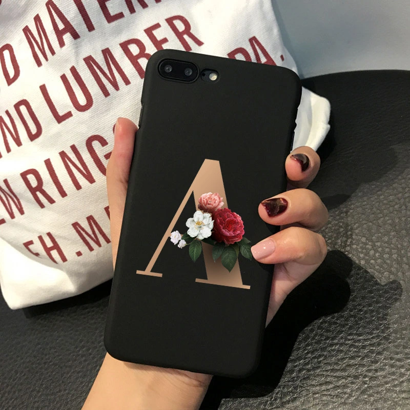 Creative Letters Black Matte Soft Phone Case