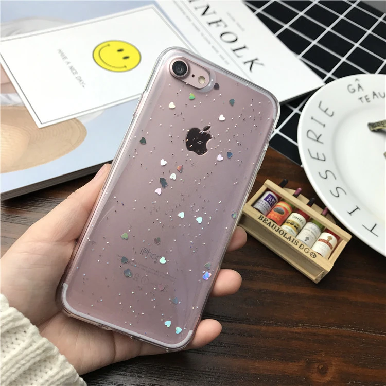 Star Heart Shape Glitter Phone Case