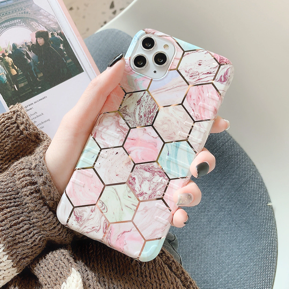 Geometric line marble phone case