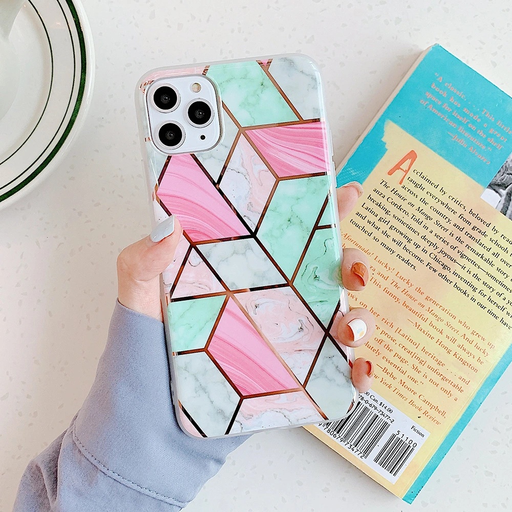 Colorful geometric mosaic marble phone case