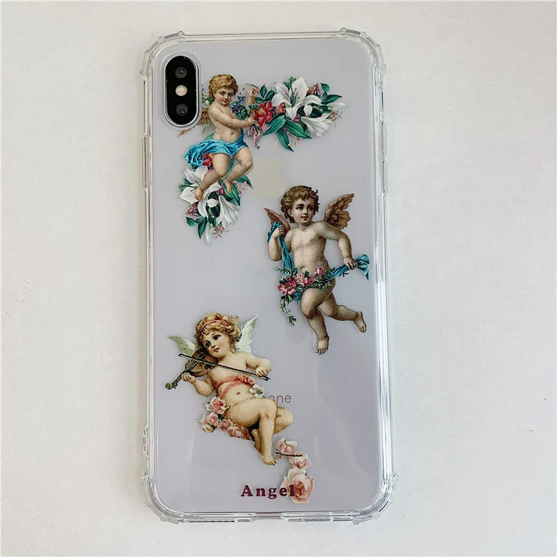 Transparent angel phone case painted soft shell