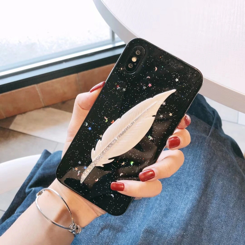 Samsung Epoxy Diamond Feather Phone Case