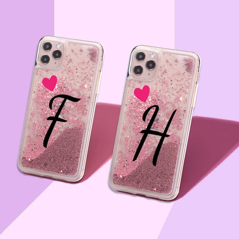 26 English letters with flower phone case