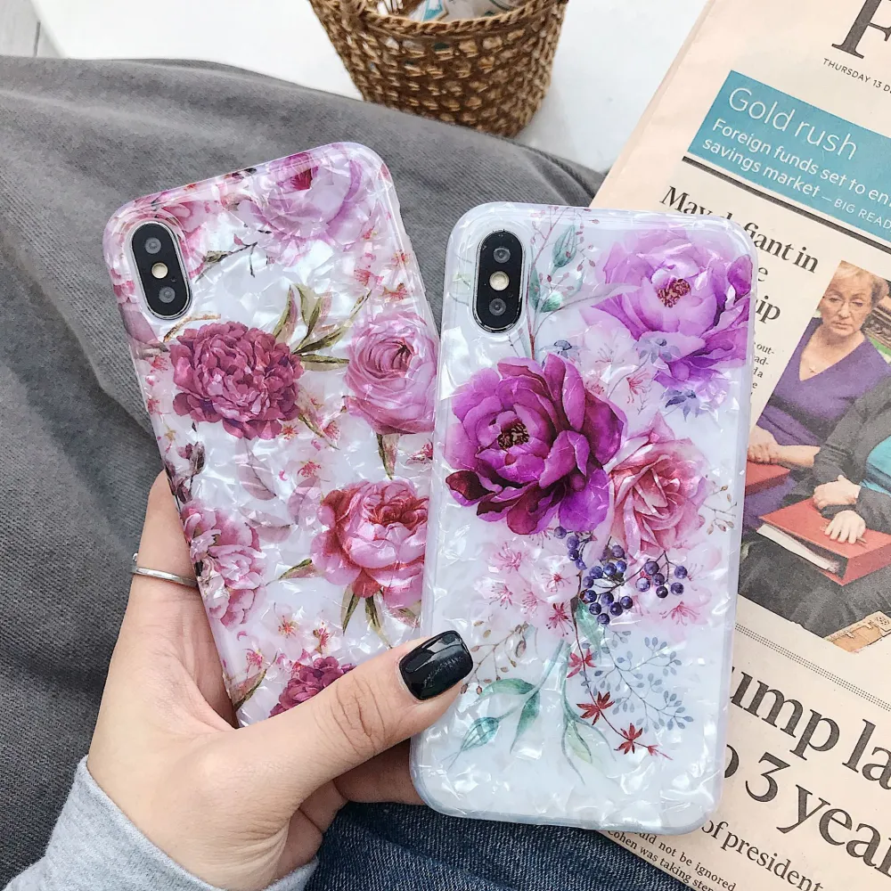 Shell pattern flower phone case