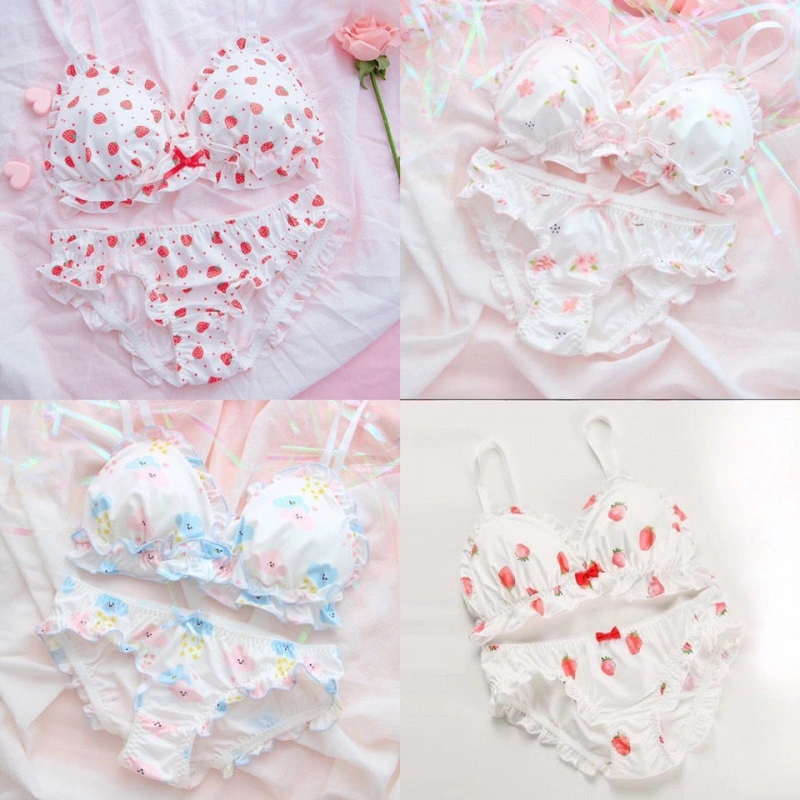 Soft Girl Lace Cute Underwear Set For Schoolgirls No Steel Ring Sleep Bra