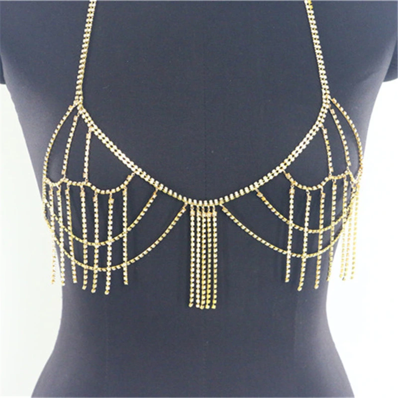 Ladies Single Row Diamond Chain Halter Neck Vest Body