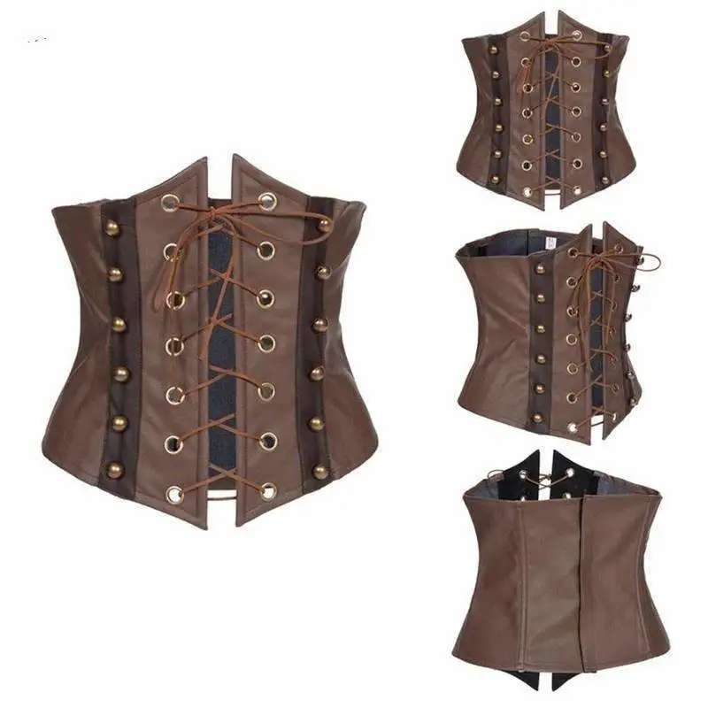 Brown Leather Underbust Corset