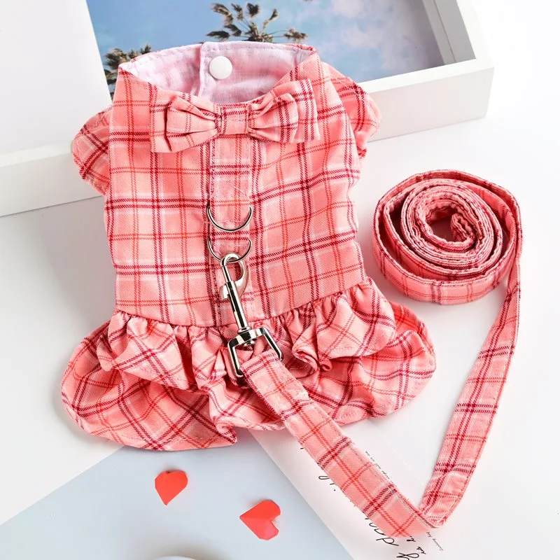 Pet Thin Waistcoat Skirt With Leash