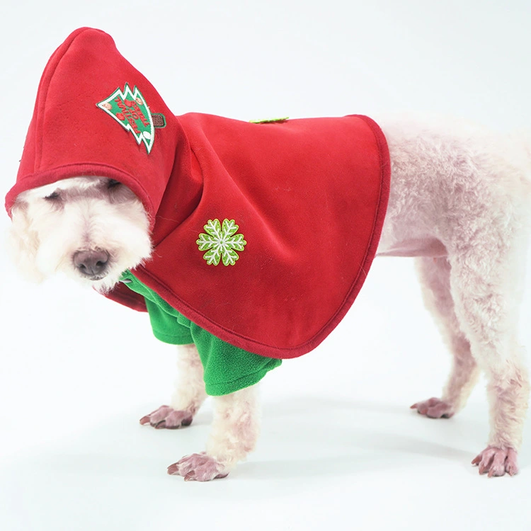 Embroidered red pet Christmas Cloak