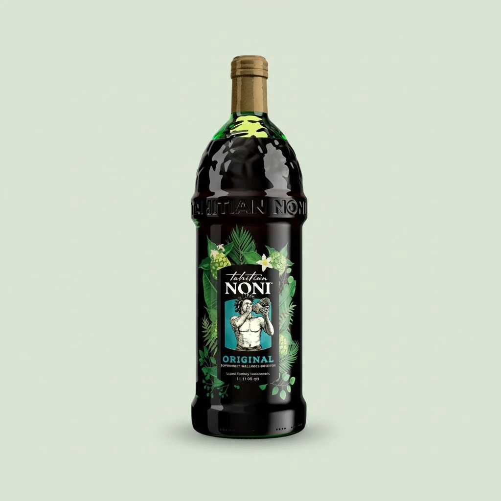 TAHITIAN NONI Juice by Morinda, Original and Authentic, Noni Fruit Puree from Tahiti with Natural Blueberry & Grape (Resveratrol), All-Natural Daily Wellness Drink - 4 One Liter Juice Bottles Per Case
