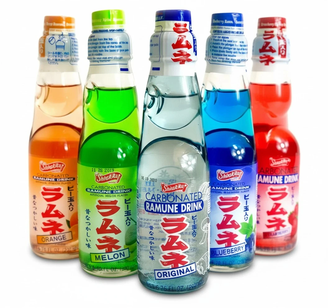 Ramune Japanese Soda Variety Pack - Shirakiku Multiple Flavors - Japanese Drink Gift Box (5 Count)
