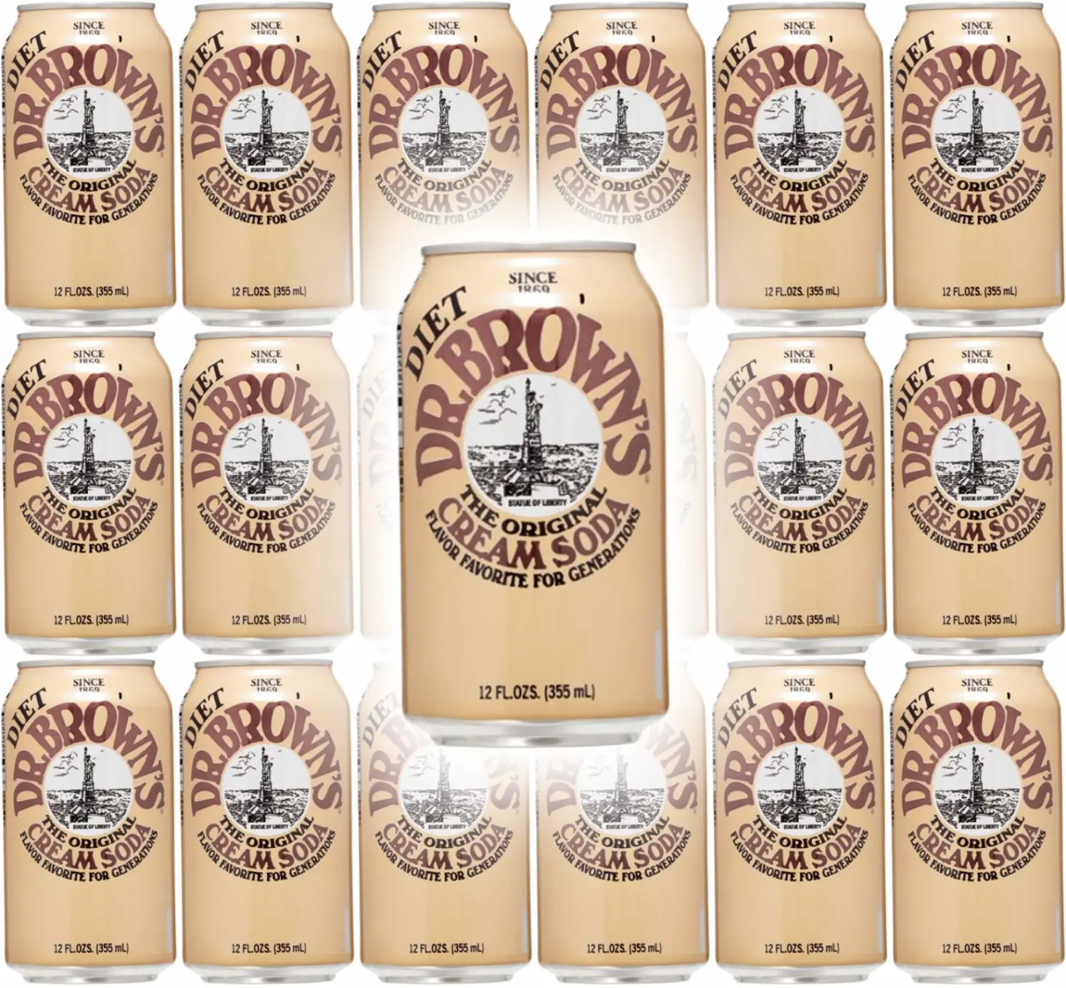 Dr. Brown's Diet Cream Soda, 12oz Can (Pack of 18, Total of 216 Oz)