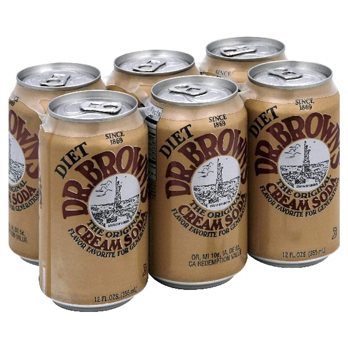 Dr. Brown Soda Cream Soda Diet 6 pack, 12-ounces (Pack of 4)
