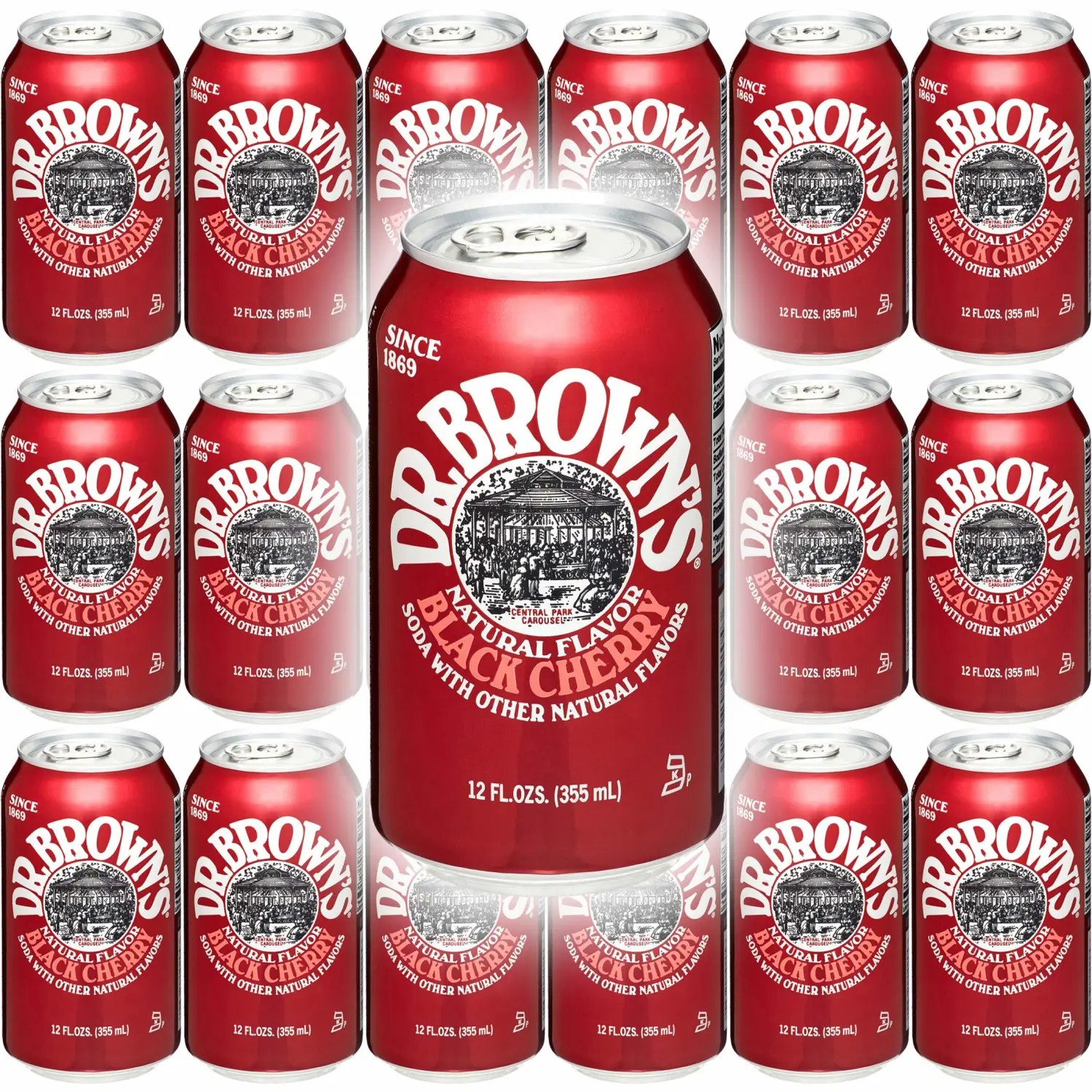 Dr. Browns Soda, Black Cherry, 12 oz can (Pack of 18, Total 216 Oz)