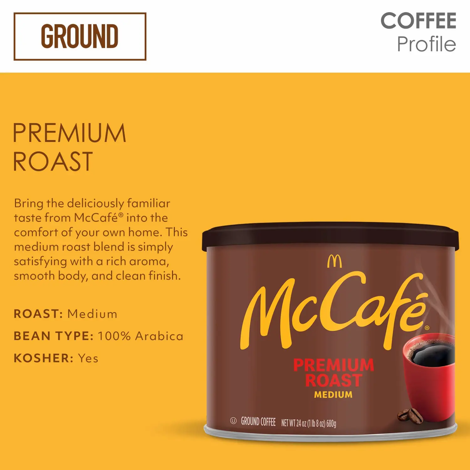 McCafe Premium Medium Roast Ground Coffee (24 oz Canister)