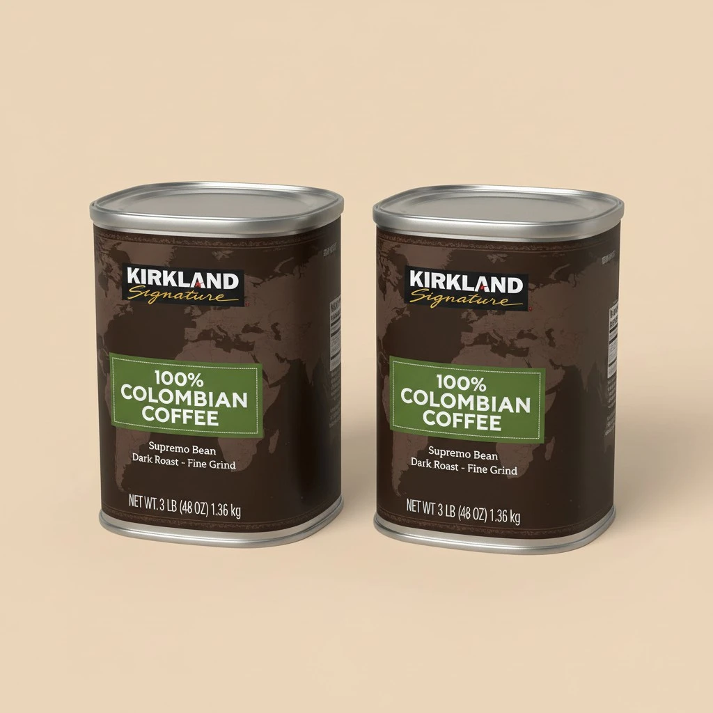Kirkland Signature Signature Swa 100% Colombian Coffee, Supremo Bean Dark Roast-Fine Grind, 3 Pound (2 Cans)