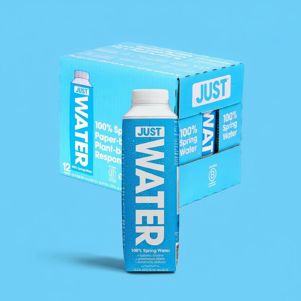 JUST Water, Premium Pure Still Spring Water in an Eco-Friendly BPA Free Plant-Based Bottle - Naturally Alkaline, High 8.0 pH - Fully Recyclable Boxed Carton, 16.9 Fl Oz (Pack of 12)