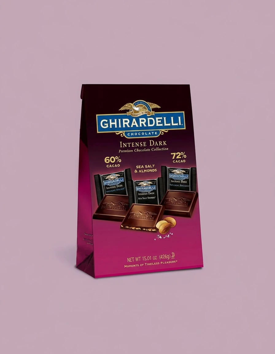 Ghirardelli Chocolate Intense Dark Chocolate Variety Bag 15 oz - 60% Cacao Dark Chocolate 72% Cacao Dark Chocolate Sea Salt Almond Dark Chocolate