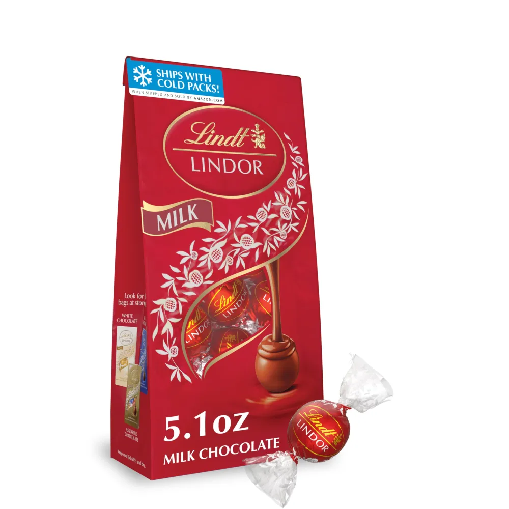 Lindt LINDOR Milk Chocolate Truffles, Milk Chocolate Candy with Smooth, Melting Truffle Center, Great for Gift Giving, 5.1 oz. Bag (6 Pack)