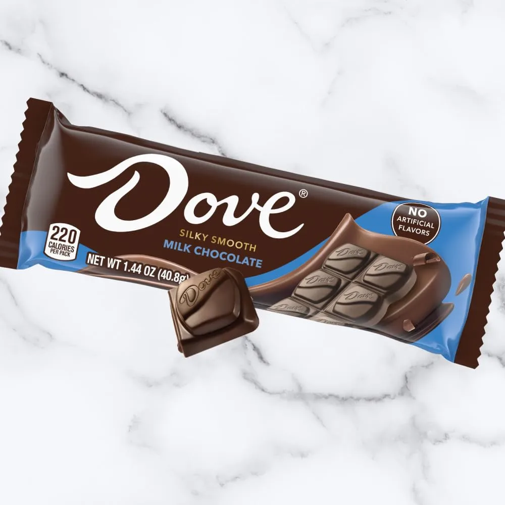 DOVE Milk Chocolate Singles Size Candy Bar 1.44 Ounce (Pack of 18)