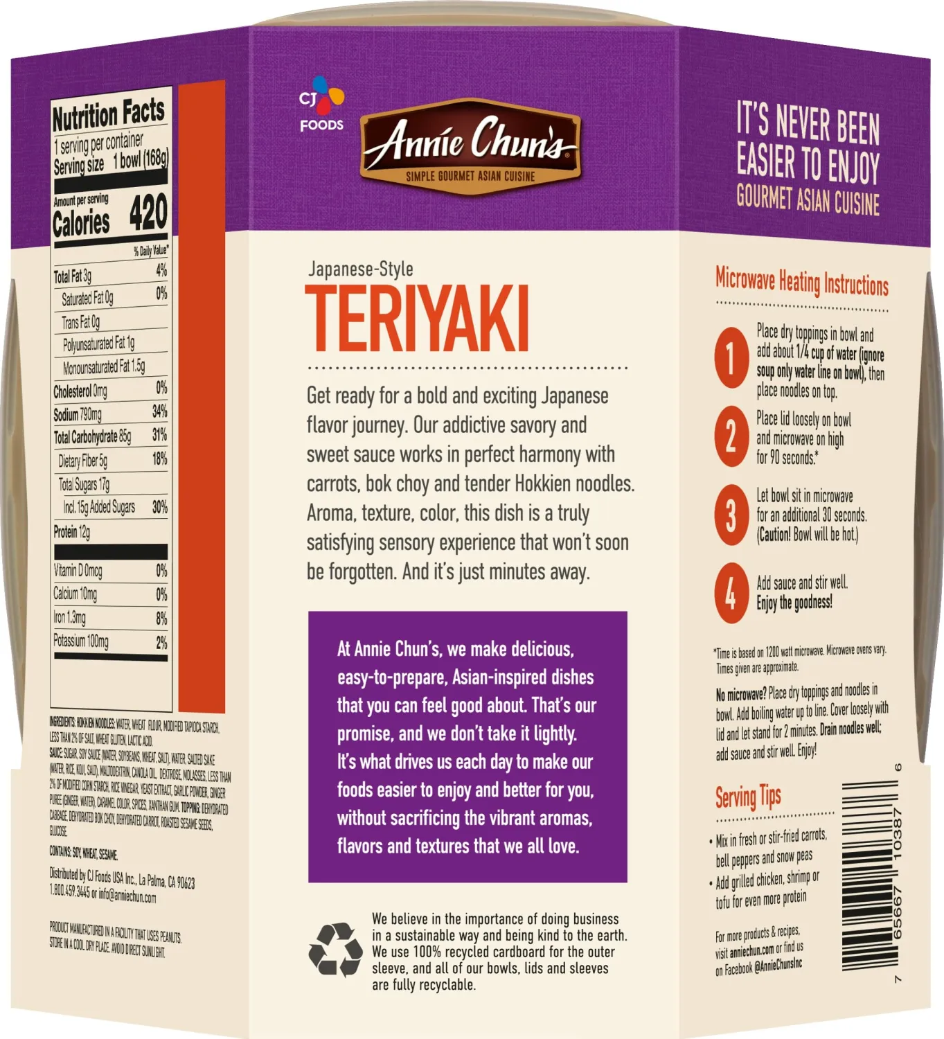 Annie Chun's Noodle Bowl, Japanese-Style Teriyaki, Non GMO, Vegan, 7.8 Oz (Pack of 6)