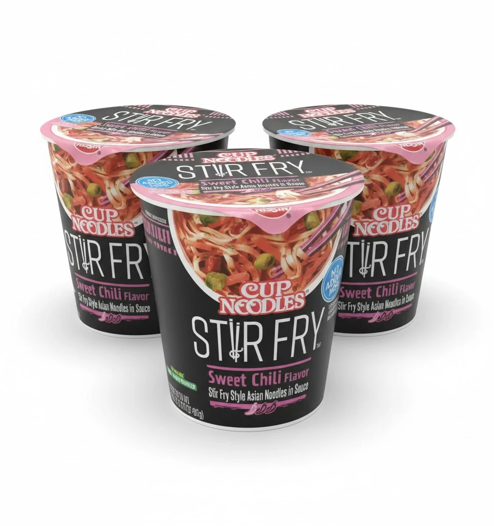 Nissin Stir Fry Cup Noodles 2.89 oz Sweet Chili Flavor 3 Pk