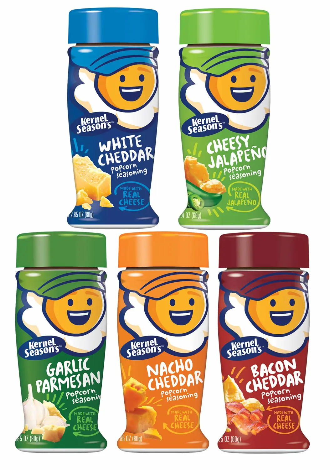Kernel Season's Popcorn Seasoning, Cheese Lovers Complete Set - includes 5 Flavors, Each Bottle 2.7 oz
