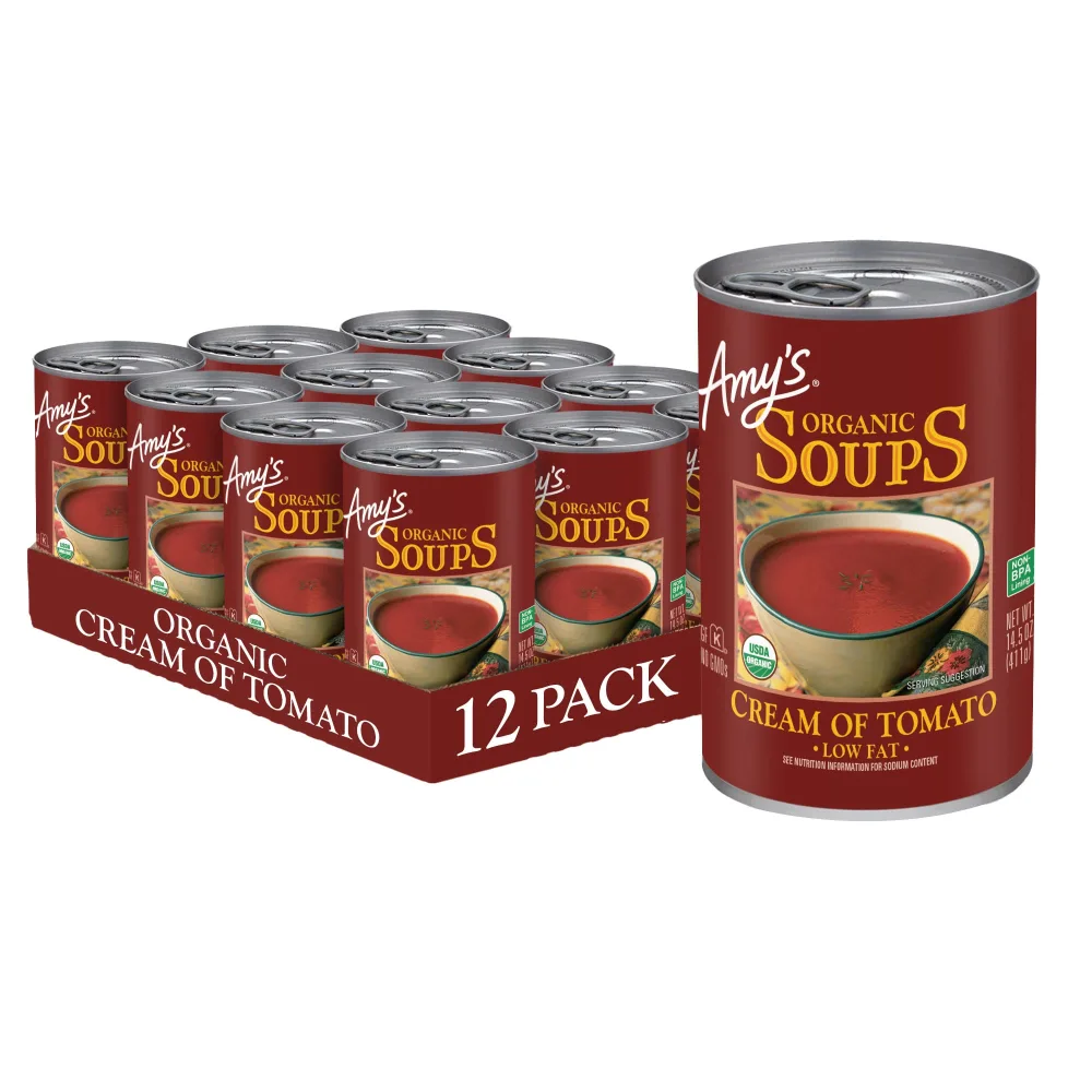 Amy's Soup, Gluten Free, Organic Cream of Tomato, Low Fat, 14.5 oz (Pack of 12)