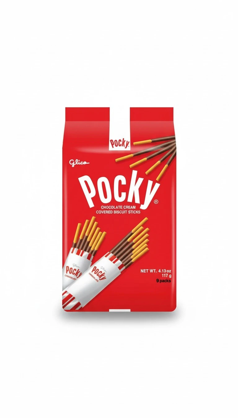 Glico Pocky, Chocolate Cream Covered Biscuit Sticks (9 Individual Bags), 4.13 oz