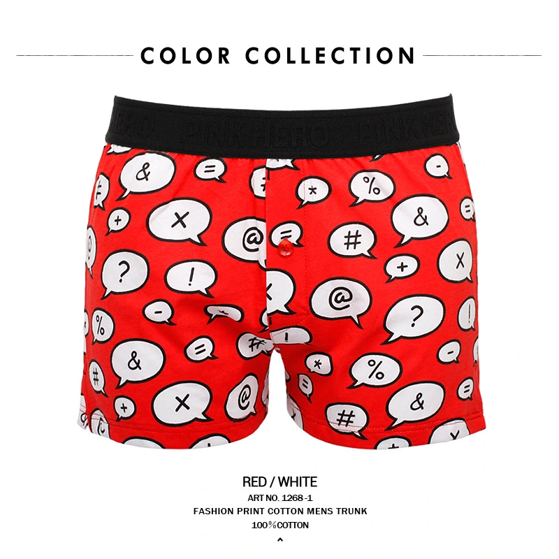 Fashion Cartoon Print Home Men's Underwear Cotton Plain Aro Pants 1268