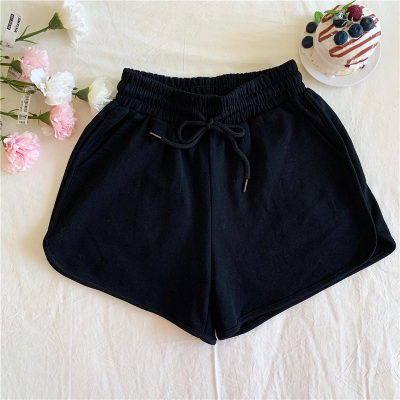 Pure Color Home Pajama Pants Loose Running Sports Shorts High Waist Casual Pants