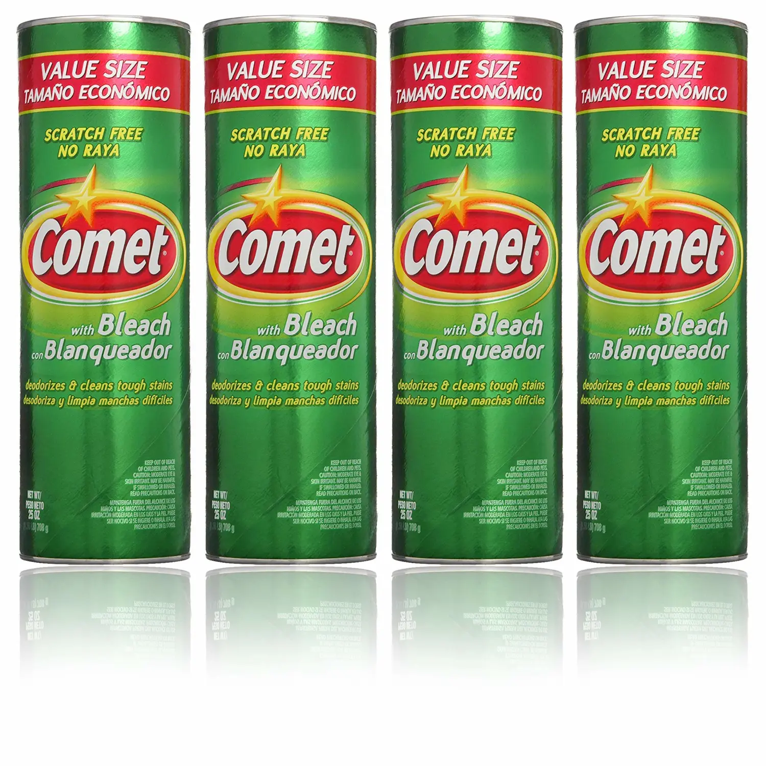 Comet Cleaner with Bleach Powder 25-Ounces | Scratch-Free | 25 Oz (Pack of 4)