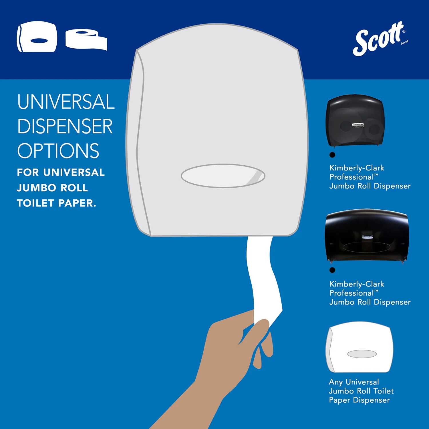 Scott Professional 100% Recycled Fiber High-Capacity Jumbo Roll Bulk Toilet Paper (67805), 2-Ply, White, Non-Perforated (12 Rolls at 1,000' Each, 12,000'/Case)