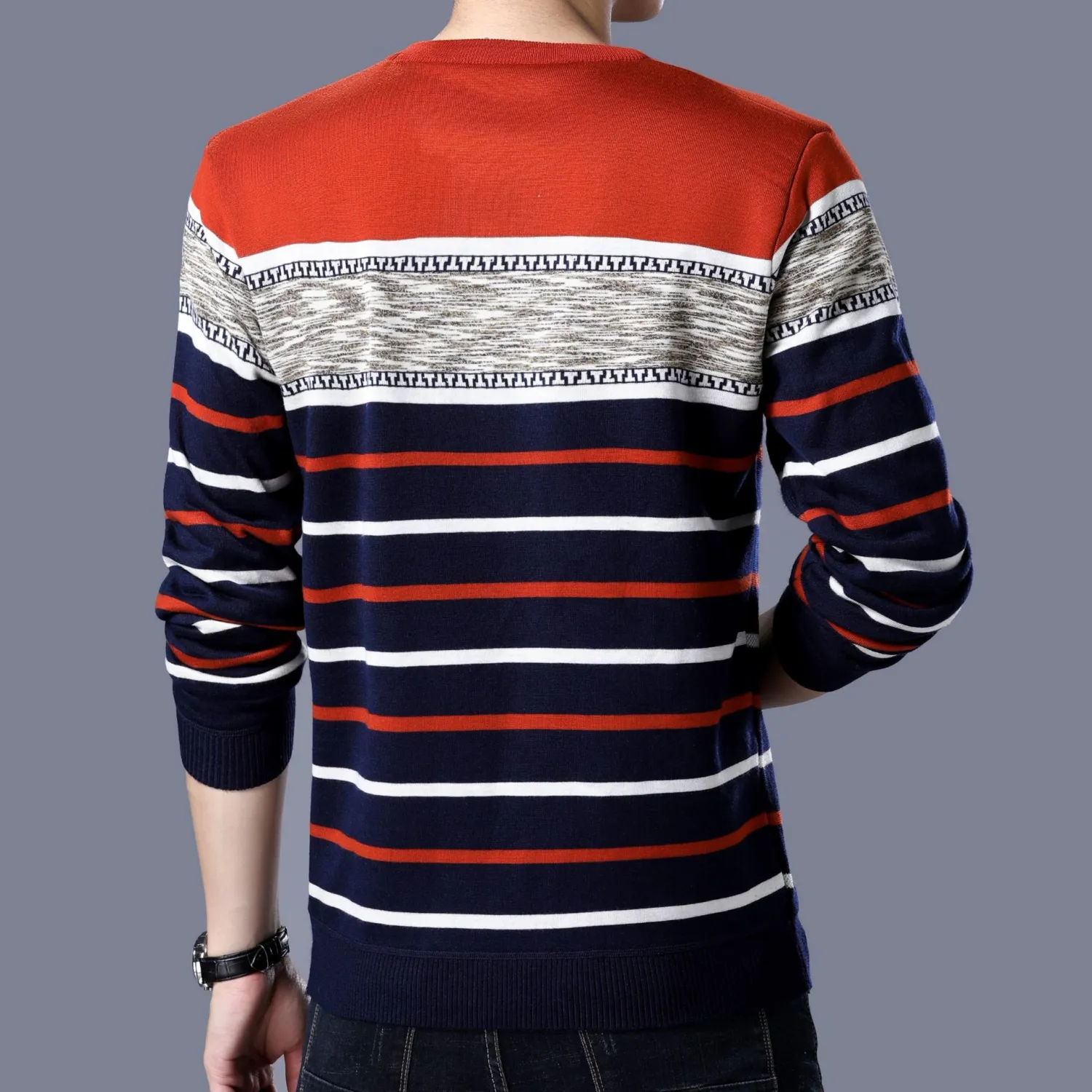 Striped color block sweater