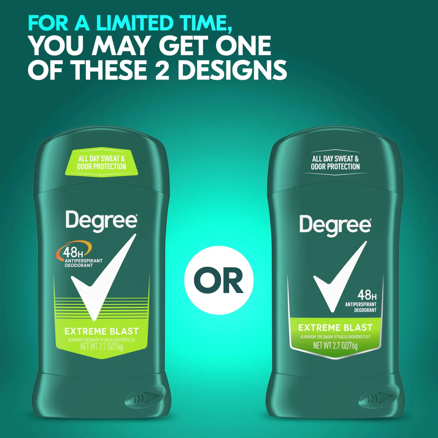 Degree Men Original Protection Antiperspirant Deodorant 48-Hour Sweat and Odor Protection Extreme Blast Antiperspirant For Men 2.7 oz, Pack of 6