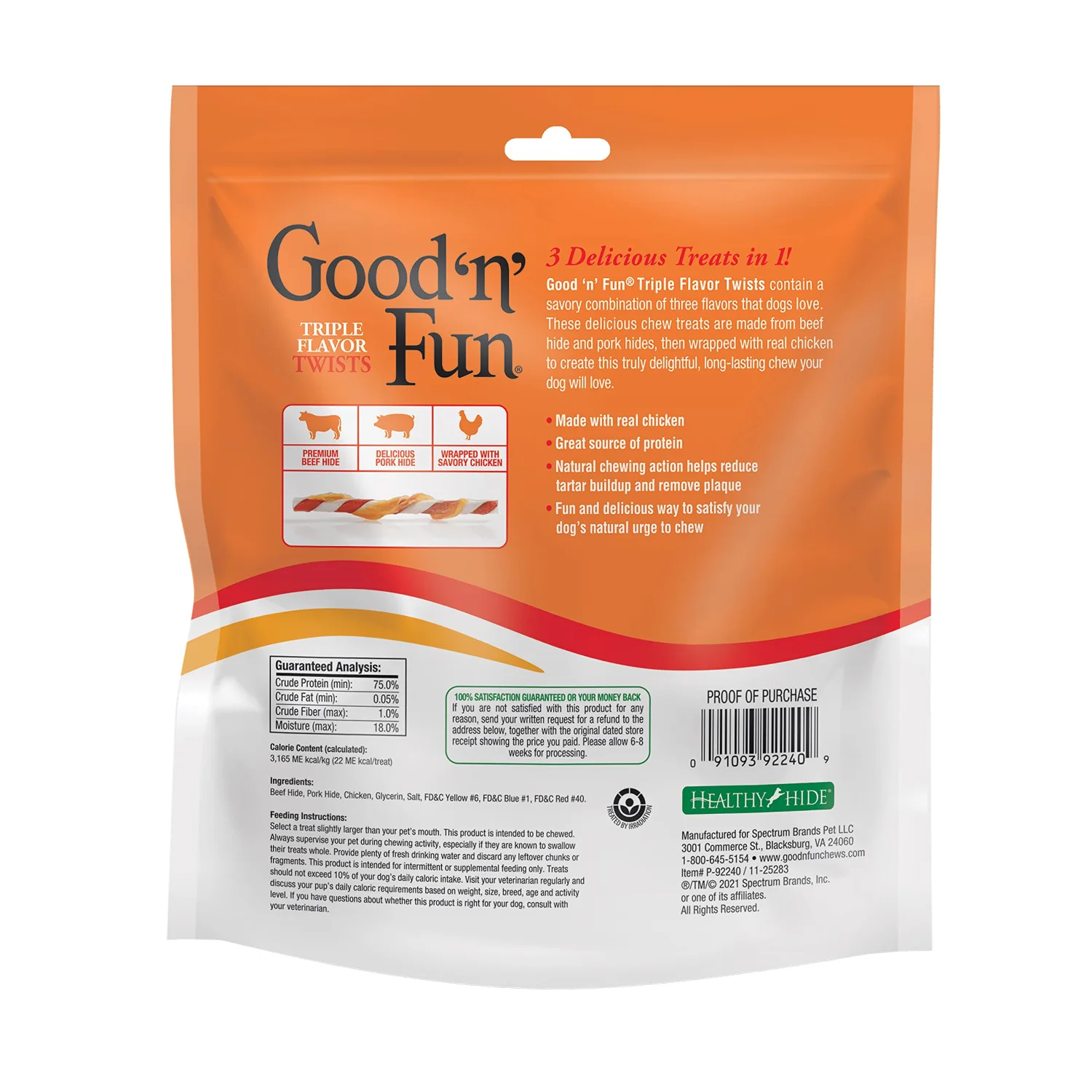 GOOD 'N' FUN Triple Flavor Twists, Treat Your Dog to Premium Cuts of Real Meat With Rawhide