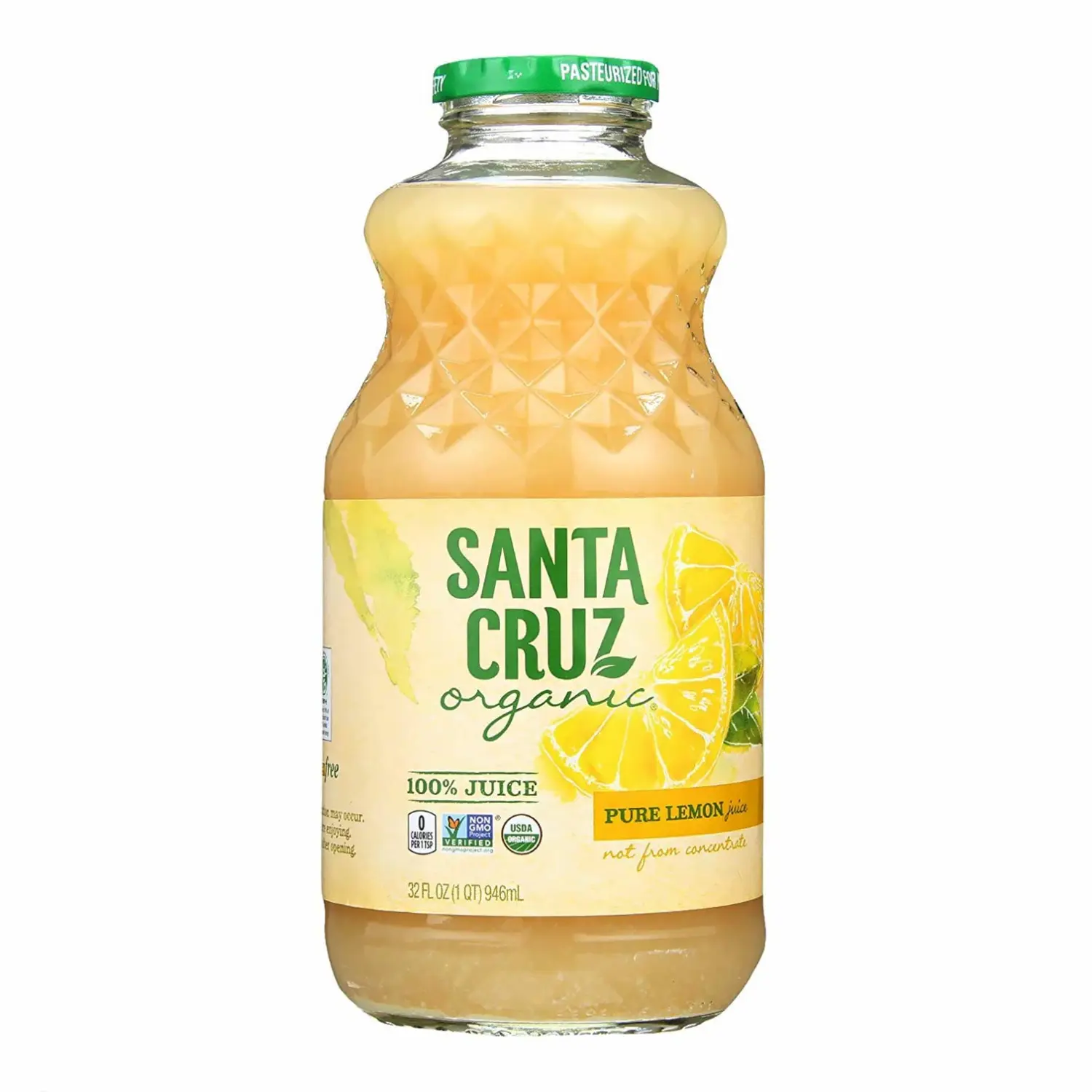 Santa Cruz 100% Organic Pure Lemon Juice, Not From Concentrate, 32 oz | Pack of 1