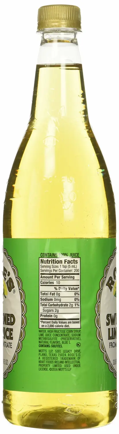 Rose’s Sweetened Lime Juice, 1 Liter (33.8 Fluid Ounces) Plastic Bottle (Pack of 2)