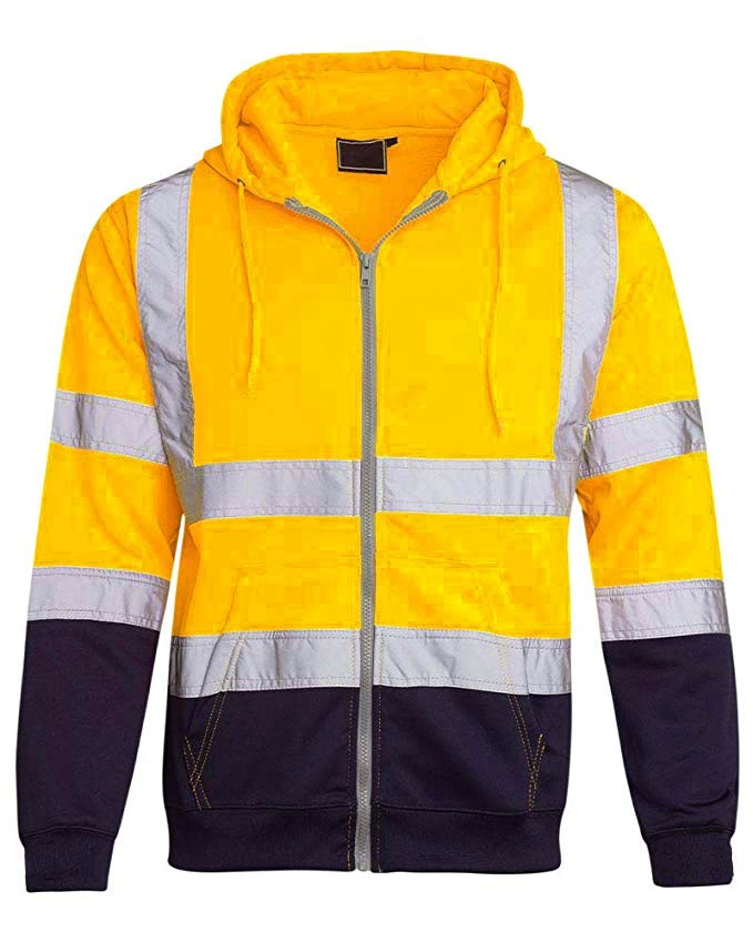 Reflective Strip Sanitation Work Clothes Fleece Color Block Zipper Sweater