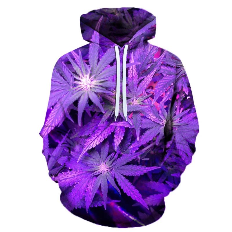Printed Big Leaf Couple Hoodie Baseball Uniform