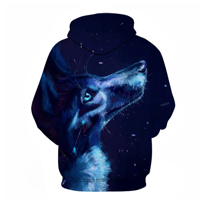 Creativity Men's Digital Printed 3D Wolf Hoodie